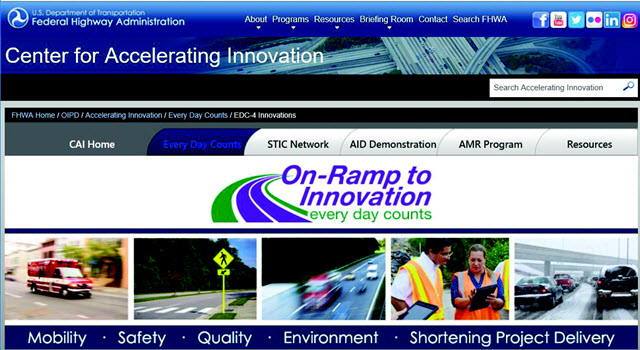 Screenshot from FHWA Center for Accelerating Innovation